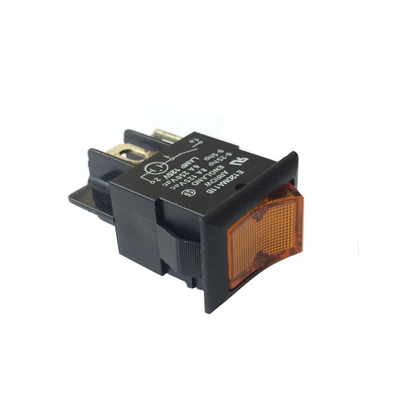 Rocker Switch 6amp 250V DPST with Amber Neon Light (RS.MDRS2A)
