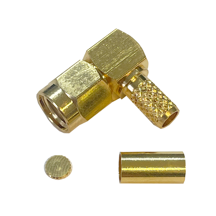 SMA Reverse Polarity & Right Angled Crimp Plug (RG58) (C111.M/RP/RA)