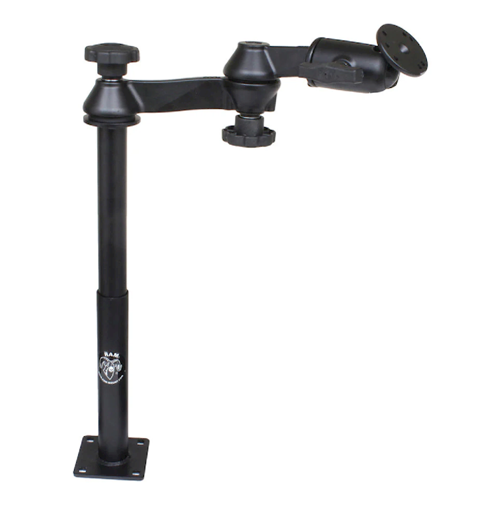 RAM® Tele-Pole™ with 12" & 9" Poles, Double Swing Arms & Round Plate