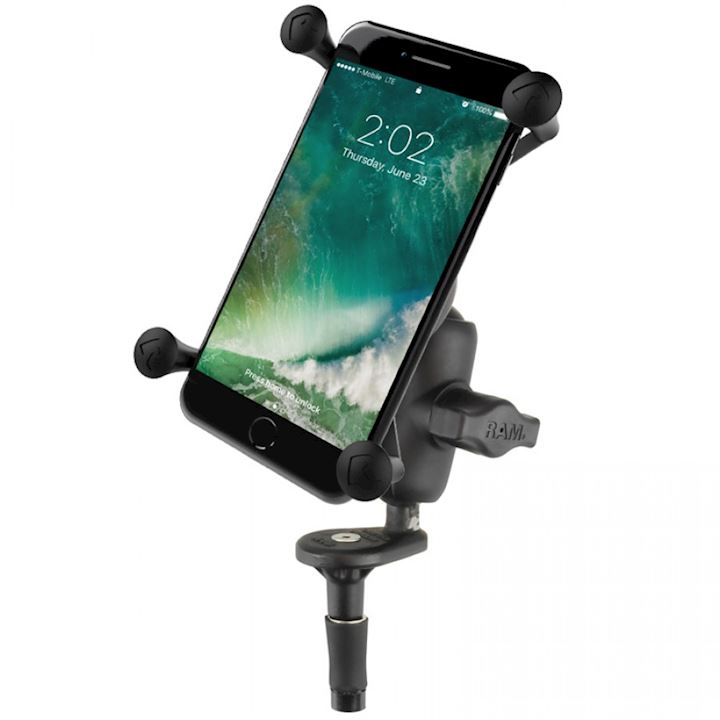 Fork Stem Mount with Short Double Socket Arm & Universal X-Grip Large Phone Holder